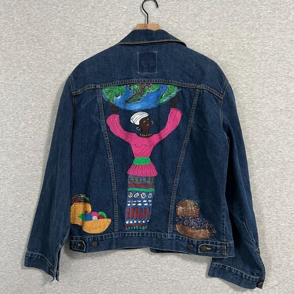 GAP Jackets & Blazers - Vintage Gap Denim Jacket Womens XL Mens L Upcycled Art Wear Female Strength 90s